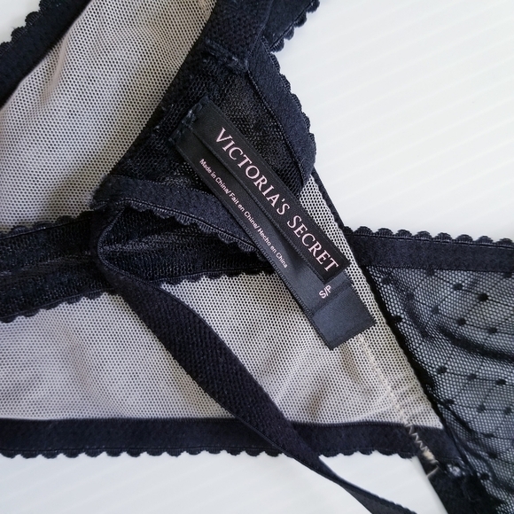 VICTORIA'S SECRET Very Sexy Black Mesh Heart Rhinestones Teddy Size Small - Picture 16 of 16